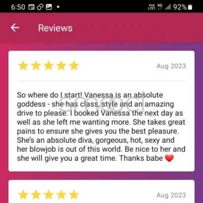 Vanessa – Latest review gentlemen experience it on your own ❤️
